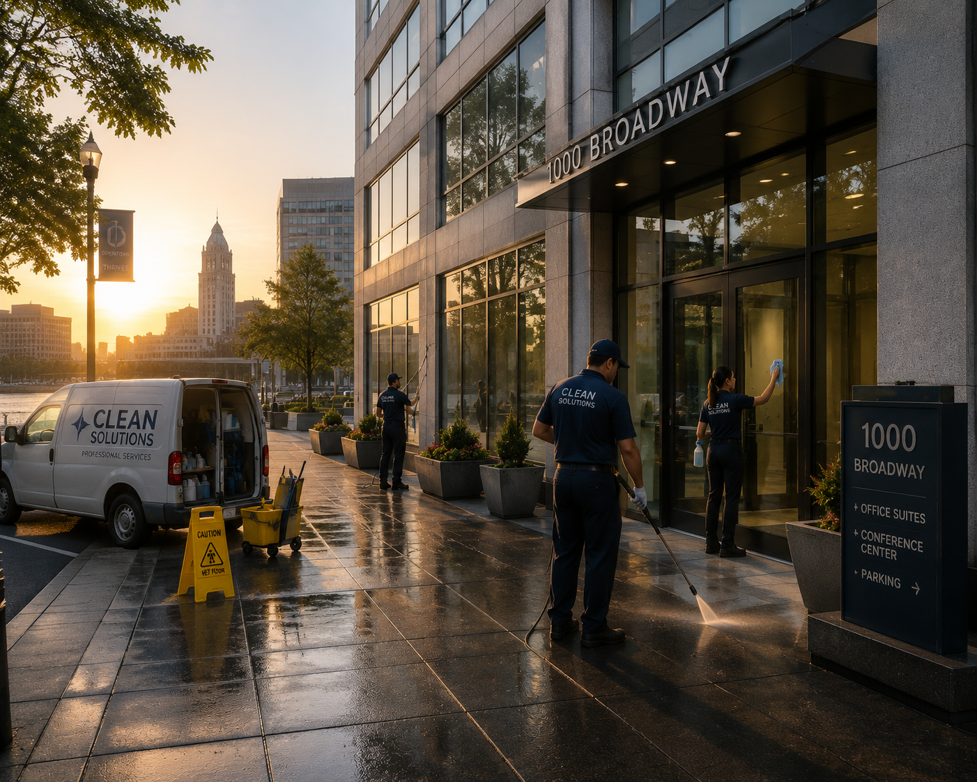 commercial cleaning Oakland building exterior janitorial crew