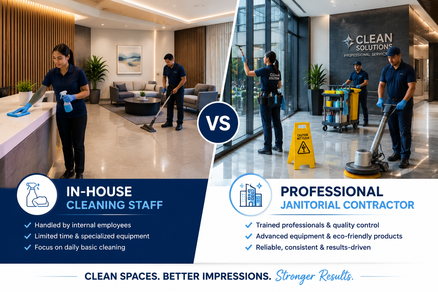 cleaning staff vs contractor comparison commercial building
