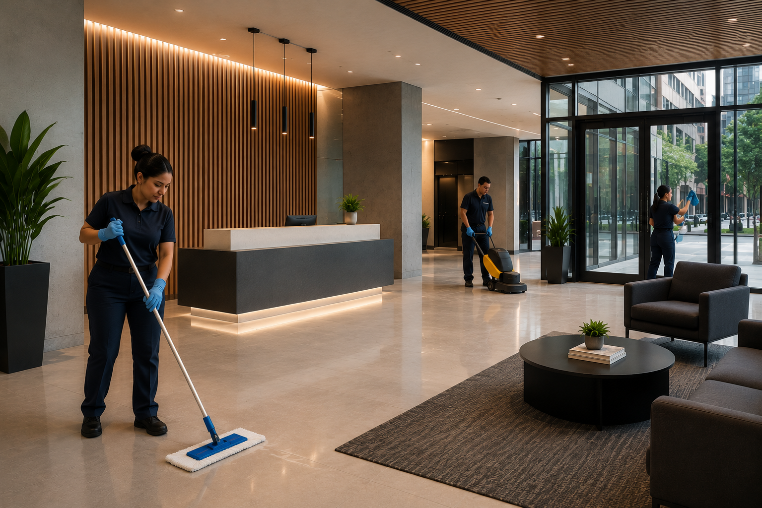 commercial cleaning Oakland office lobby janitorial staff
