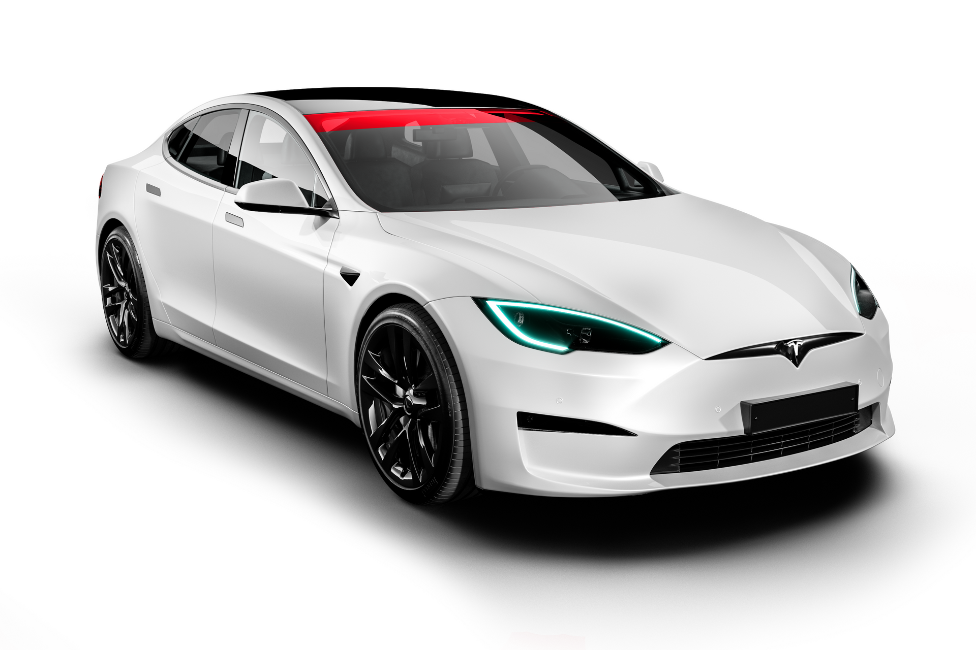 A white rivian r1 suv is shown on a white background.