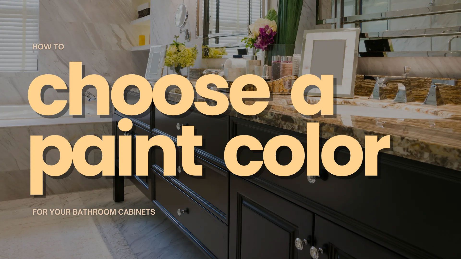 Bathroom vanity with text overlay: