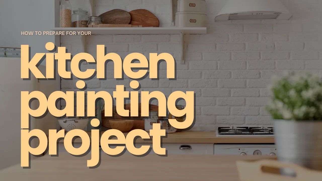 Kitchen interior with “kitchen painting project” text overlay.