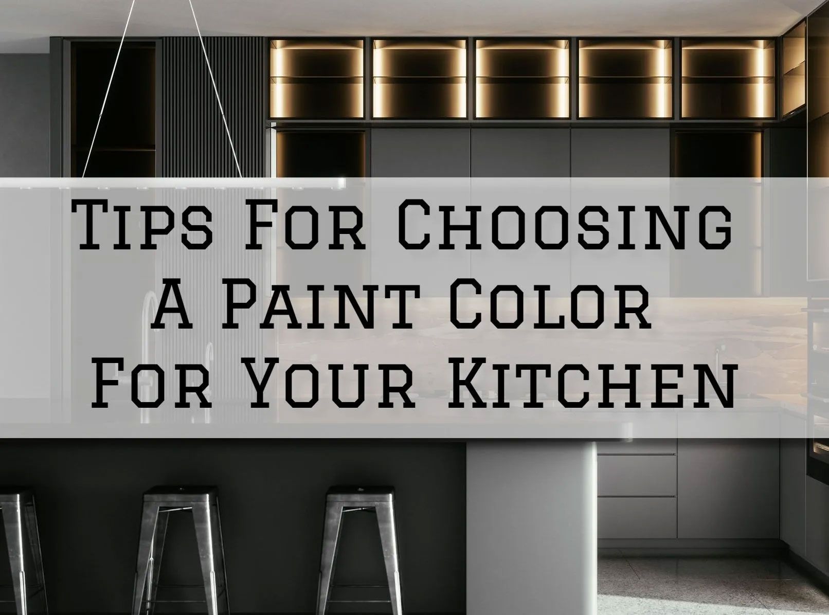 Modern kitchen with text