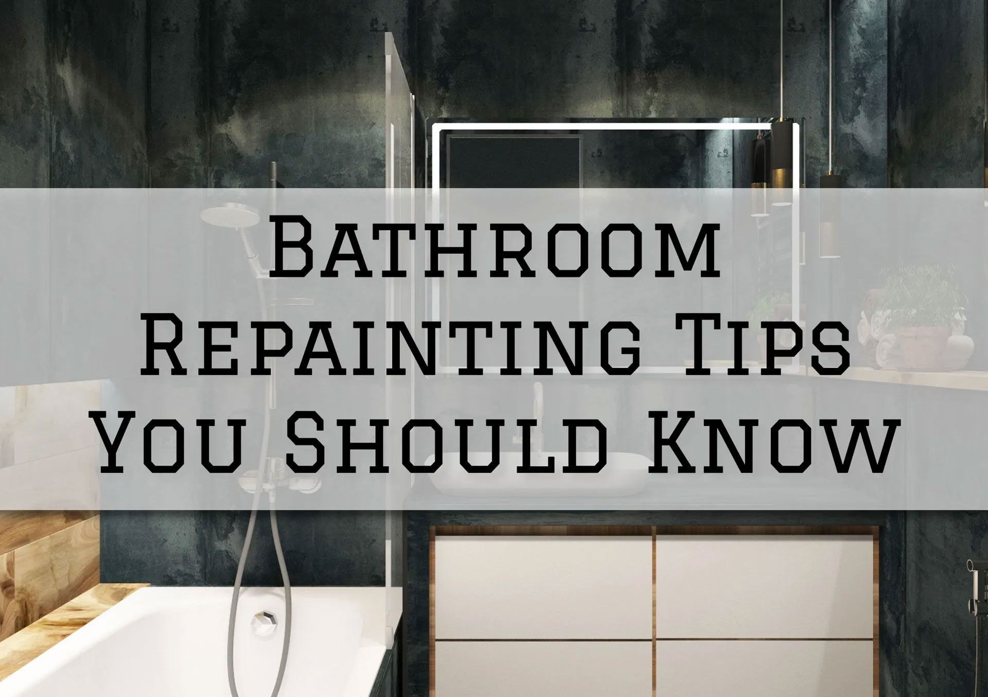 Bathroom with text overlay:
