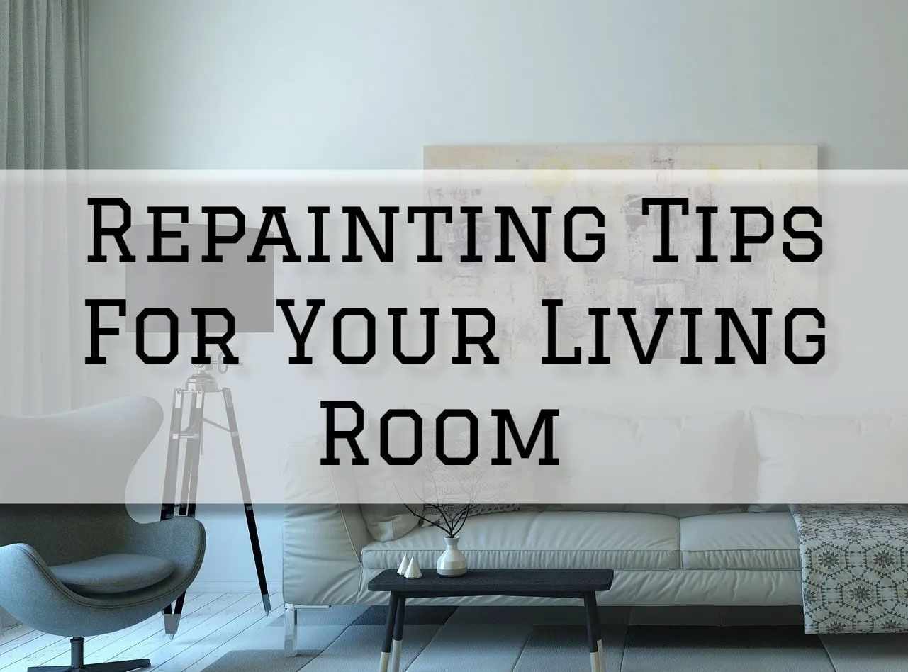 Living room with text overlay: