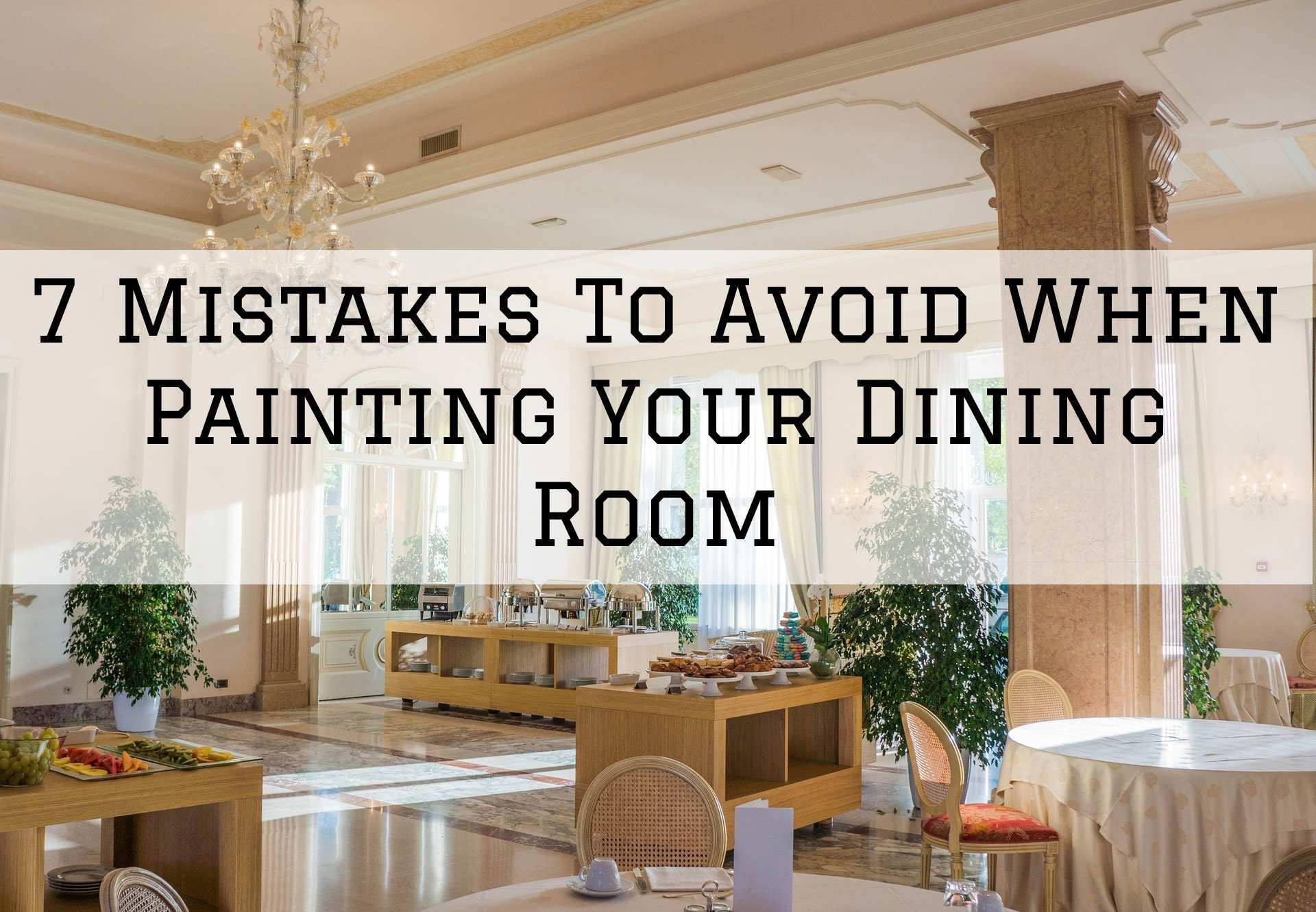 A dining room with text overlay: