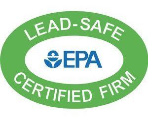 Lead-Safe Certified Firm seal from the EPA in green and white oval.