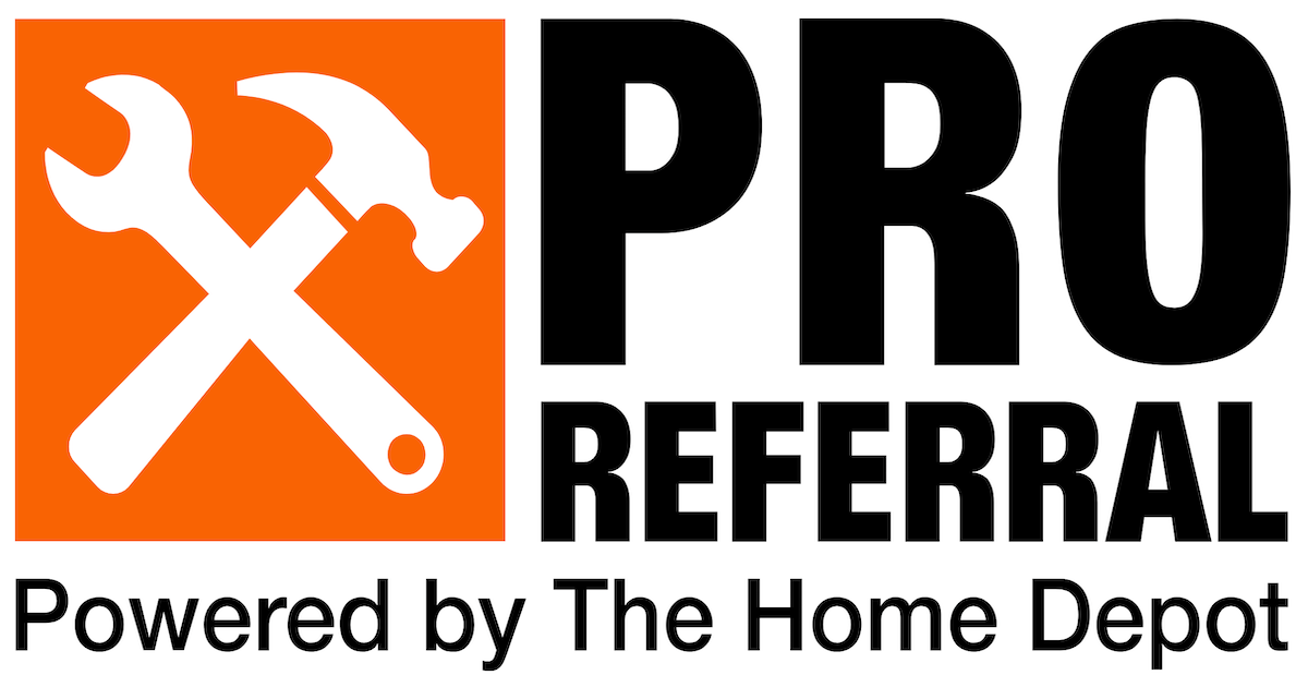 Pro Referral logo with orange tool icon and “Powered by The Home Depot” text