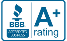 A blue logo that says A BBB Accredited business on it