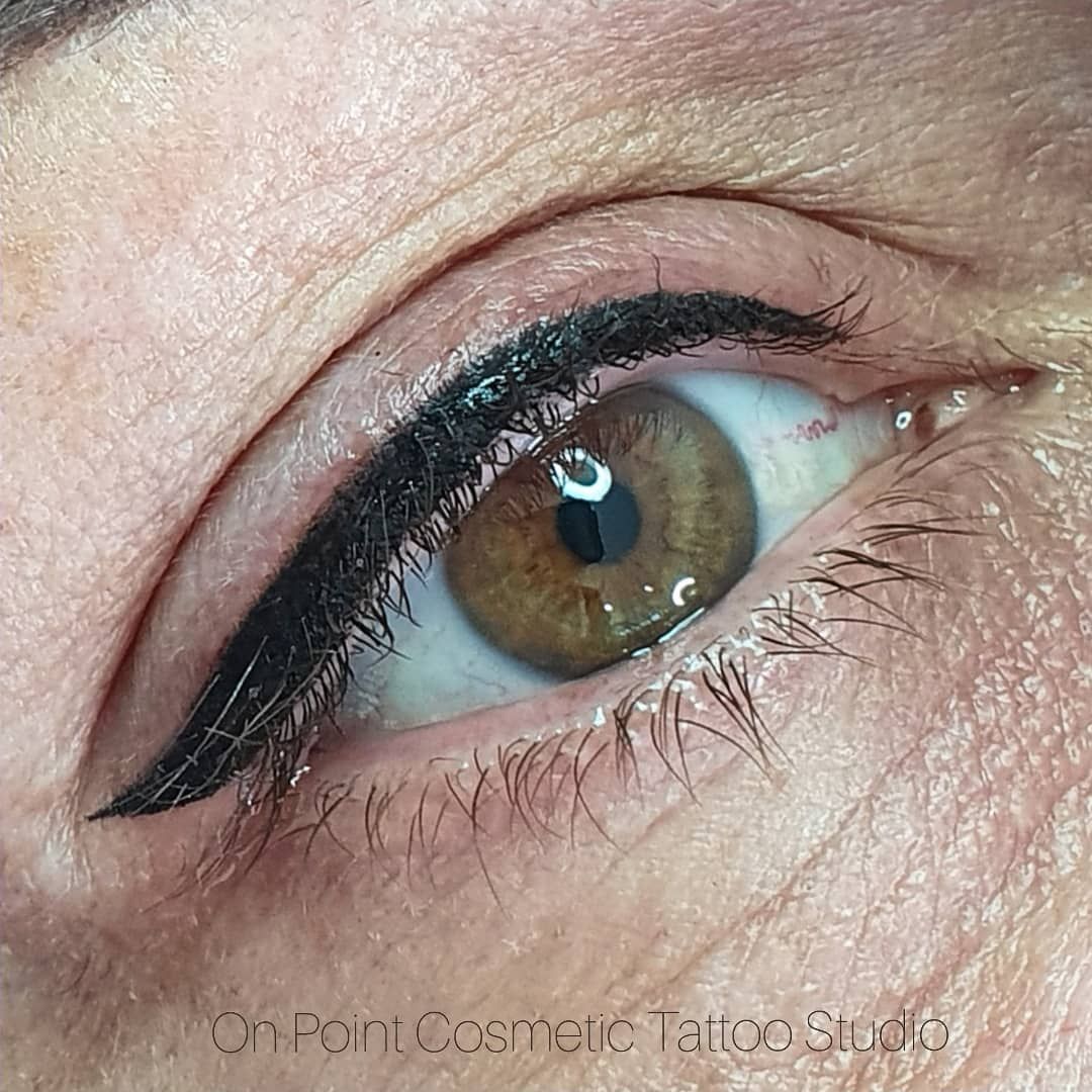 Close-up of an Eye With Permanent Black Eyeliner — On Point Cosmetic Tattoo Studio In Buderim, QLD