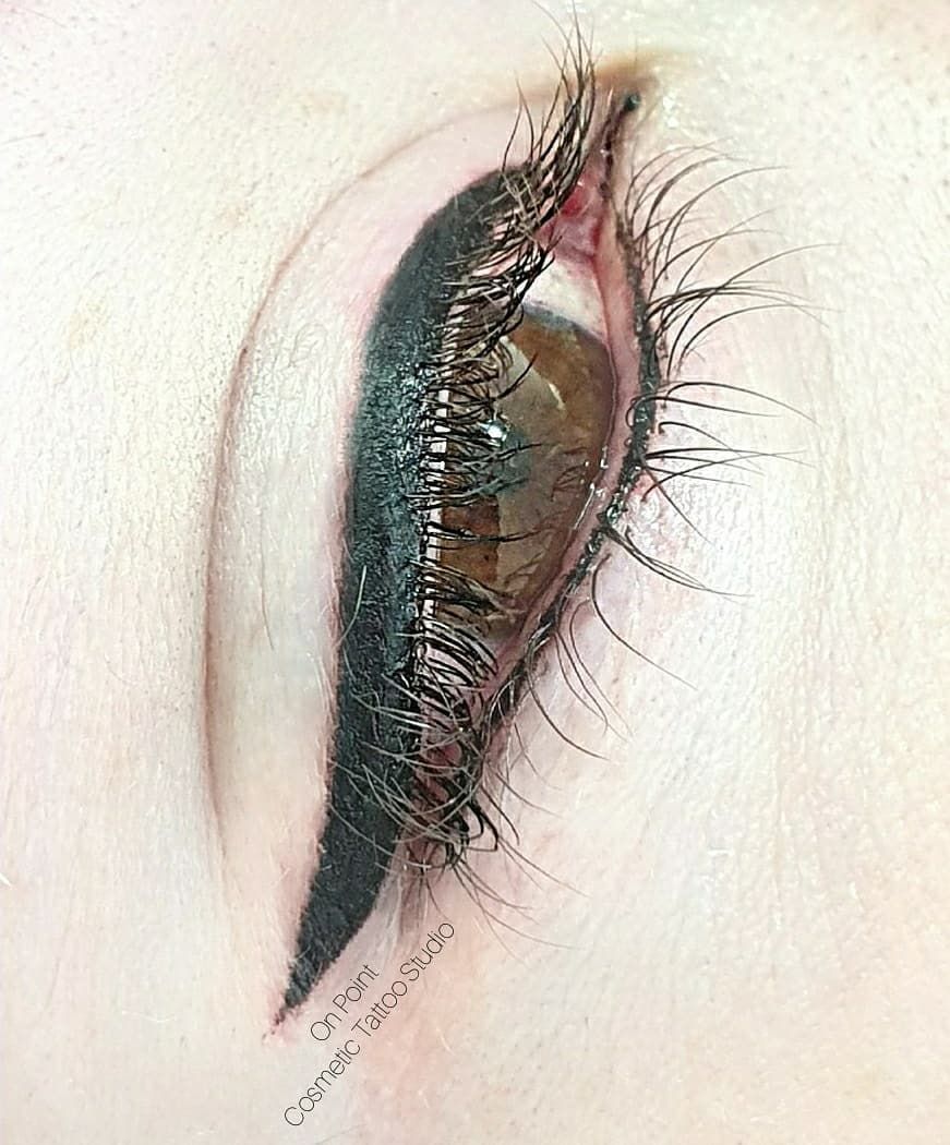 Close-up of a Brown Eye With Dark Eyeshadow and Mascara — On Point Cosmetic Tattoo Studio In Buderim, QLD