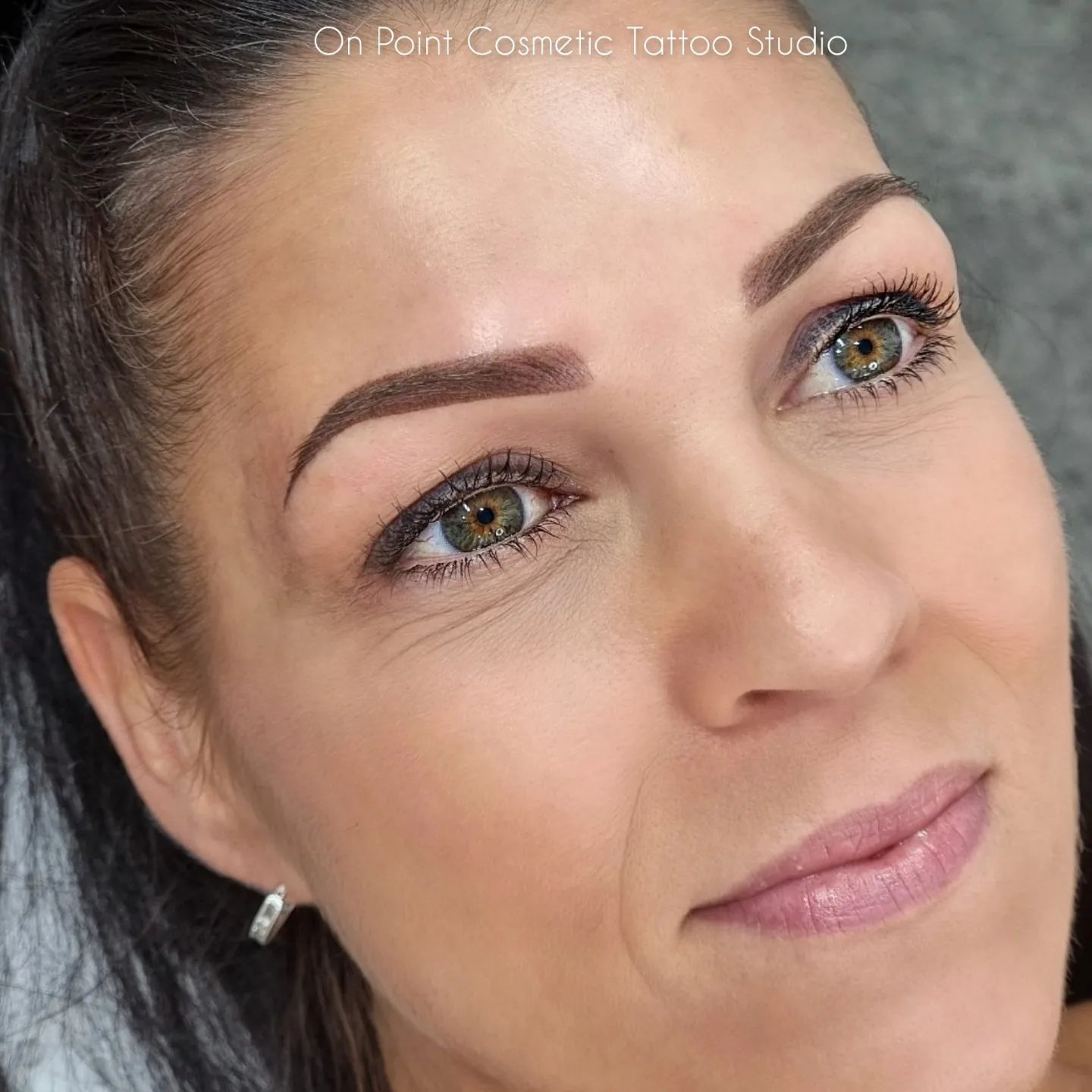 Woman With Microbladed Eyebrows, Eyeliner, and Subtle Lip Color — On Point Cosmetic Tattoo Studio In Buderim, QLD