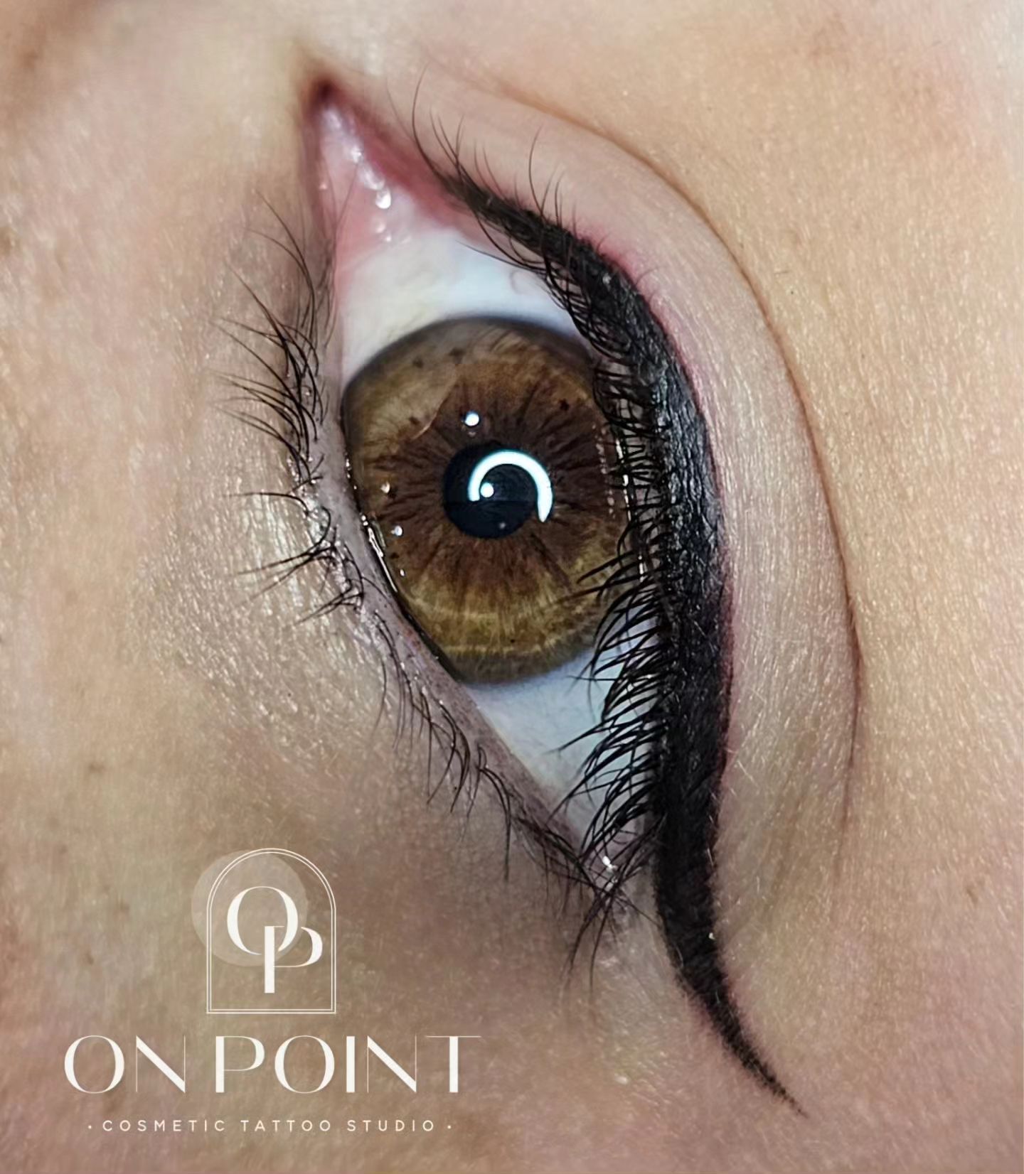 Close-up of an Eye With a Black Eyeliner Tattoo — On Point Cosmetic Tattoo Studio In Buderim, QLD
