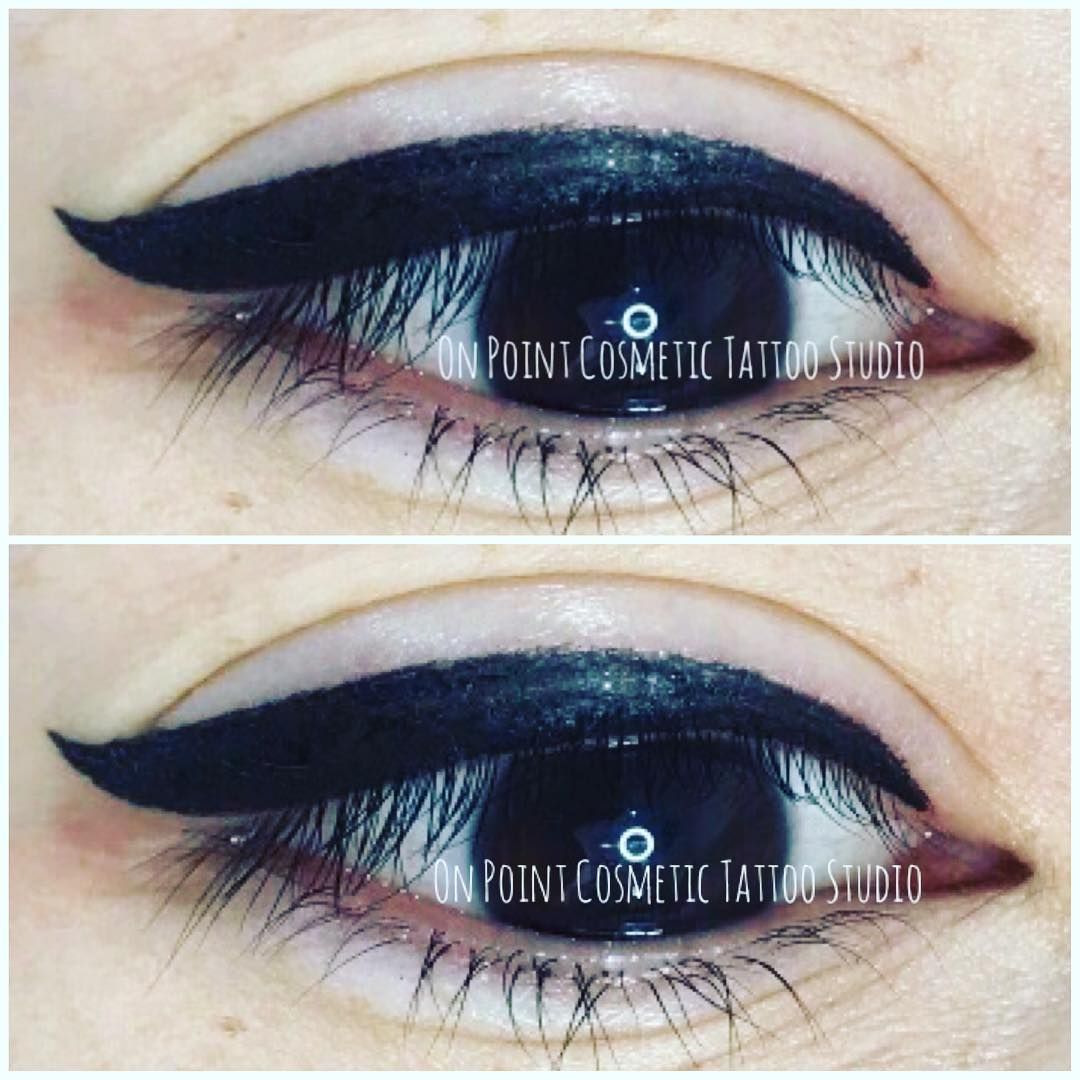 Two Eyes With Thick, Black Winged Eyeliner Tattoos — On Point Cosmetic Tattoo Studio In Buderim, QLD