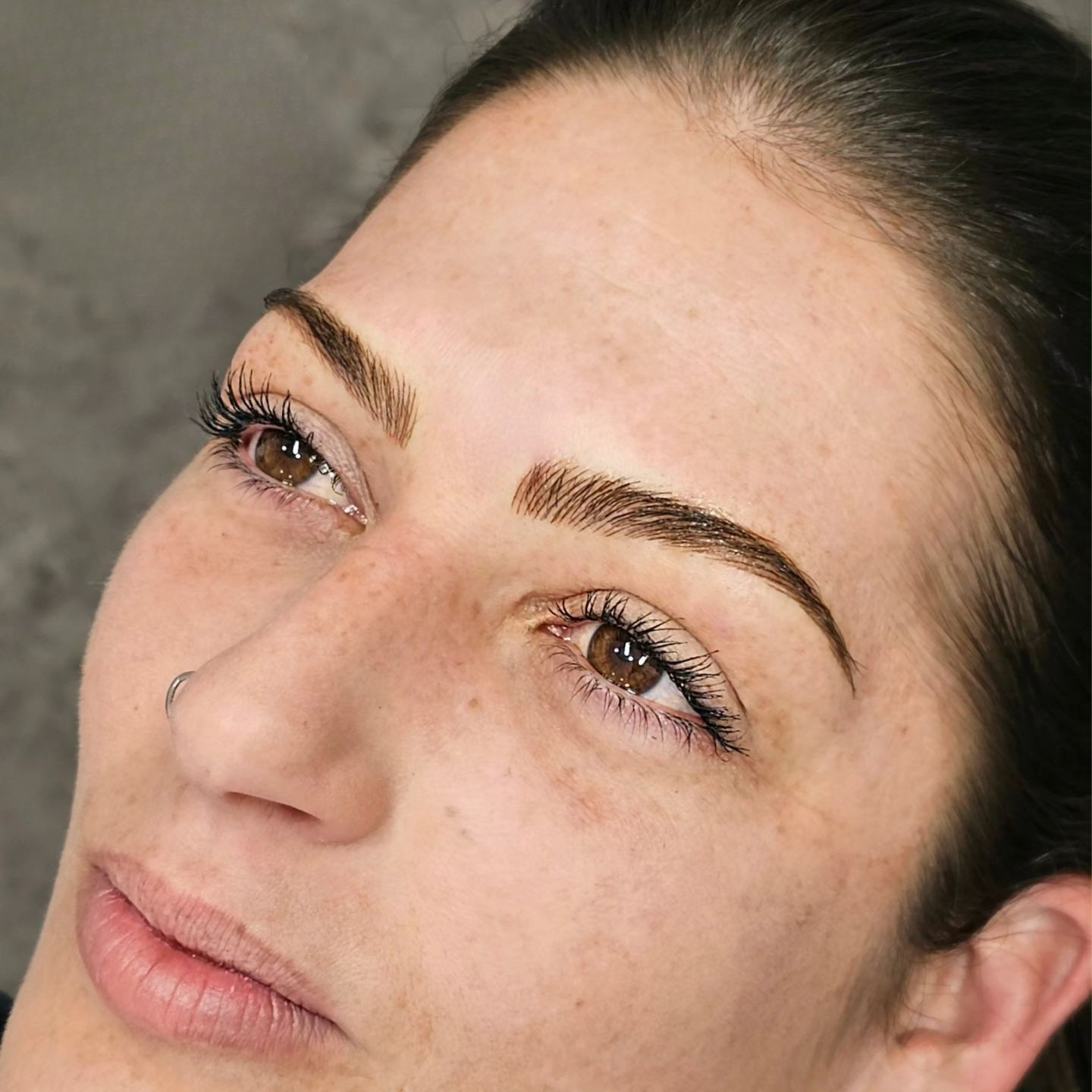 Close-up of a Person's Eye With Semi-permanent Eyebrow Makeup — On Point Cosmetic Tattoo Studio In Buderim, QLD