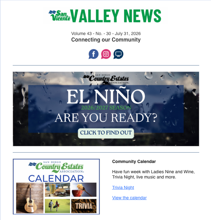 San Vicente Valley eNews Blog