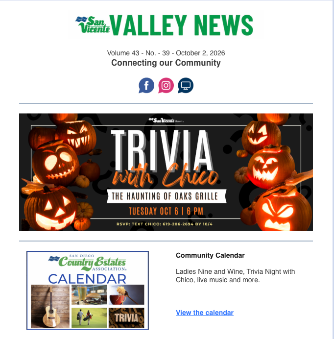 San Vicente Valley eNews Blog San Vicente Valley eNews Blog