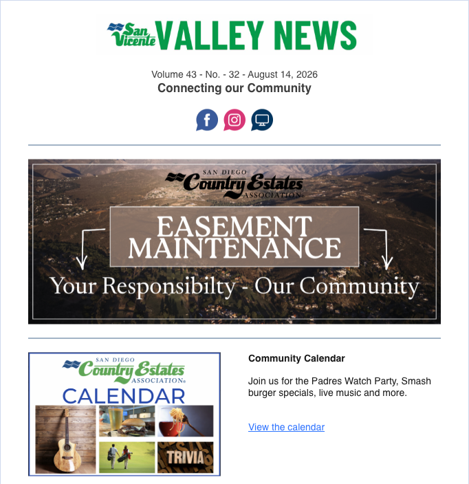 San Vicente Valley eNews Blog