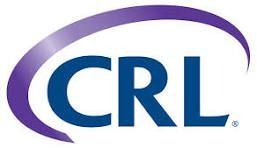 CRL logo in blue letters with a purple swoosh above and below