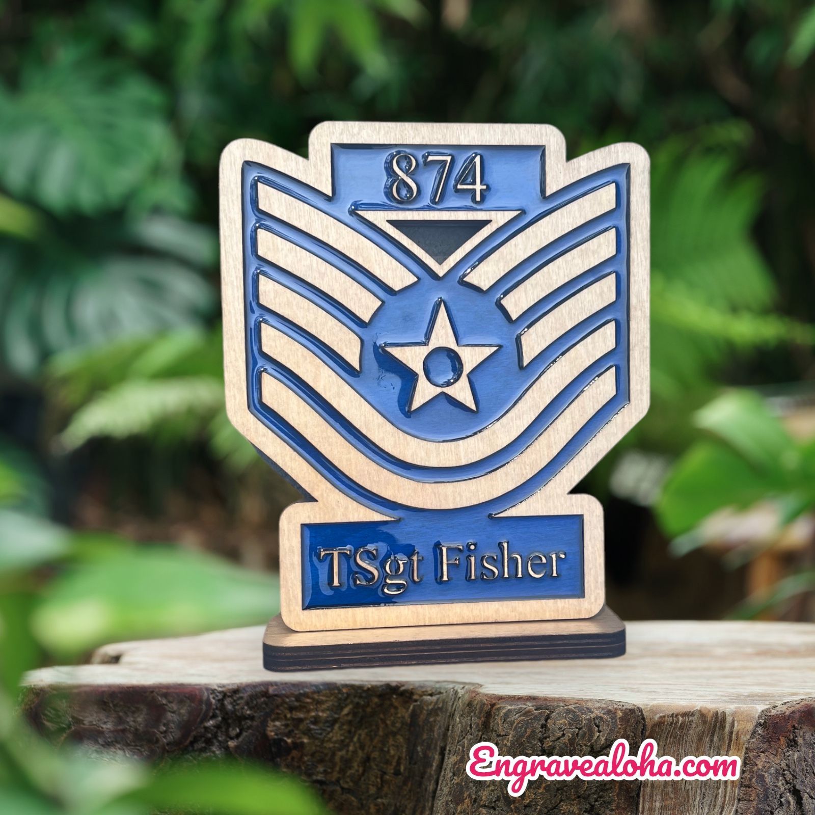 A wooden plaque with the name tsgt fisher on it