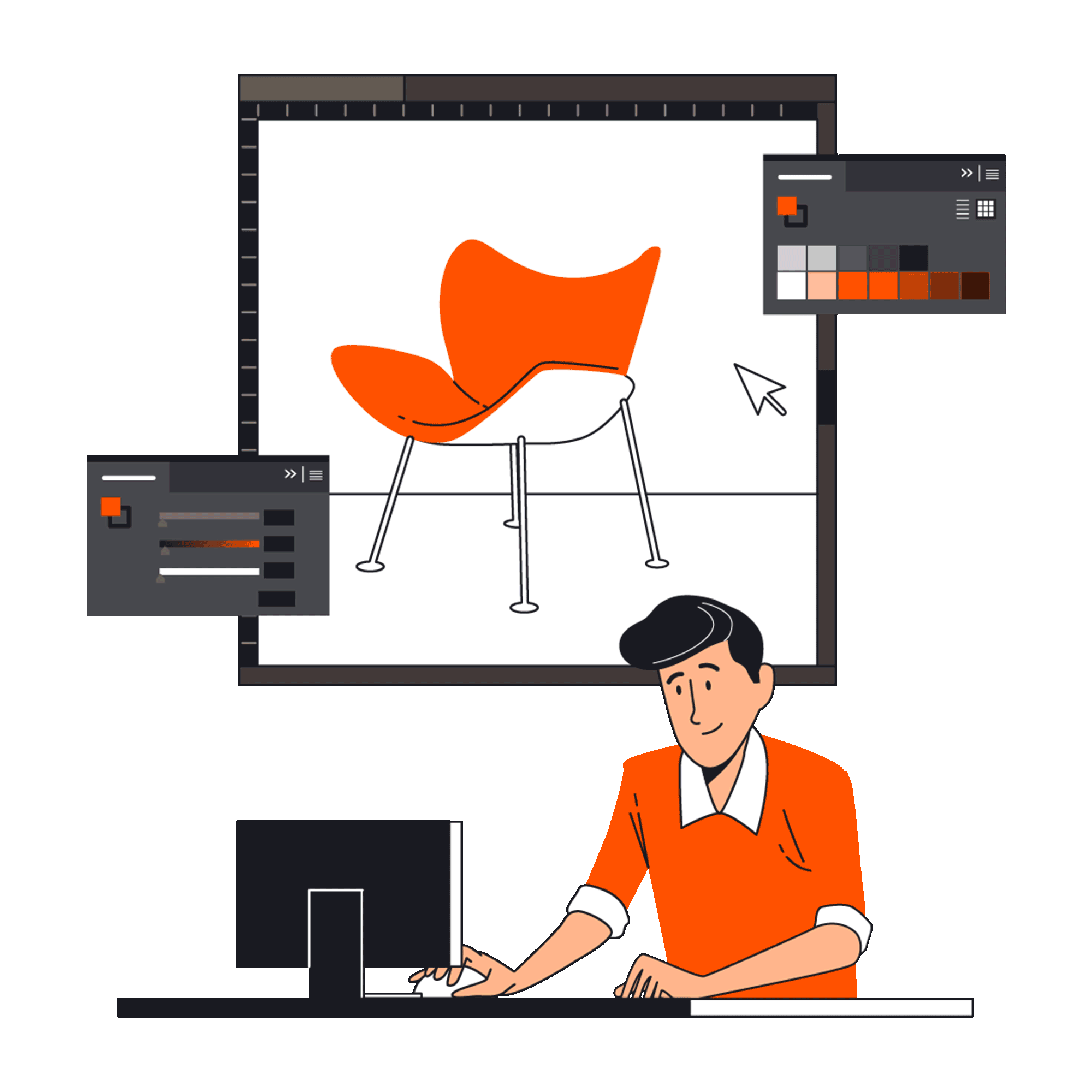 Person paying at a checkout counter in a store; cashier in orange shirt; cashier takes money.