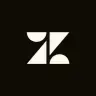 White geometric logo on a black background, featuring a stylized 