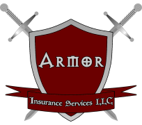Armor Insurance Services, LLC logo with red shield and crossed swords