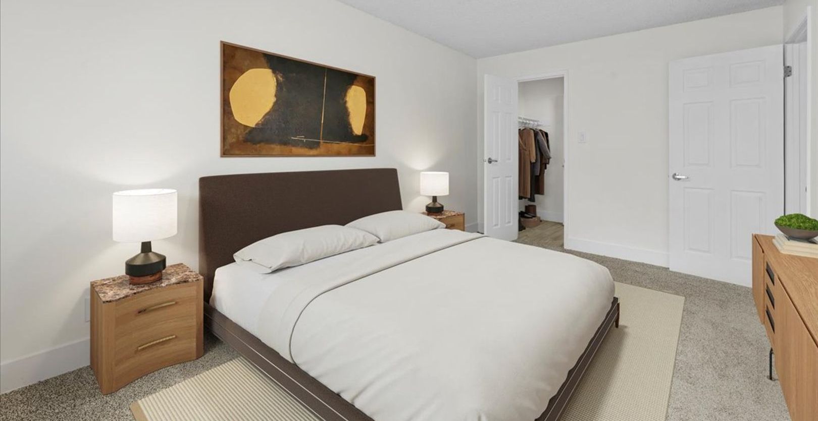 Bedroom with spacious closet in Sherwood Forest Apartments