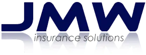JMW insurance solutions logo in dark blue and gray with a mirrored reflection effect
