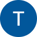 A blue circle with a white letter t inside of it.