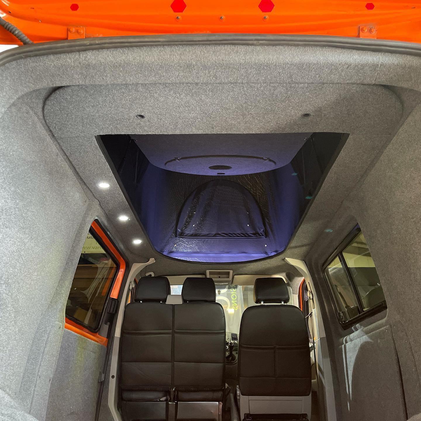 Inside of a Stealth low profile pop top roof