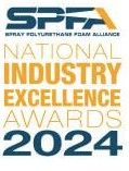 Logo for the SPFA National Industry Excellence Awards 2024, featuring blue and gold text on a white background.