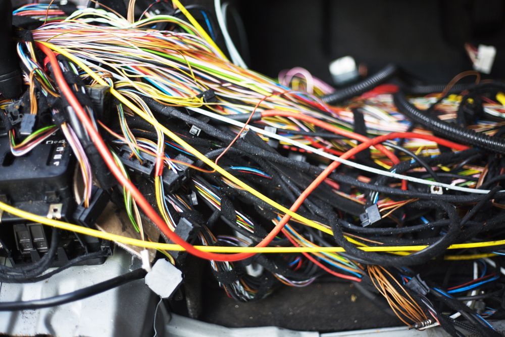 Tangled Bundle of Multicoloured Electrical Wires and Connectors — Symbiote Systems in Airlie Beach, QLD