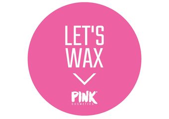 Ein rosa Kreis mit der Aufschrift „Let's Wax Pink“