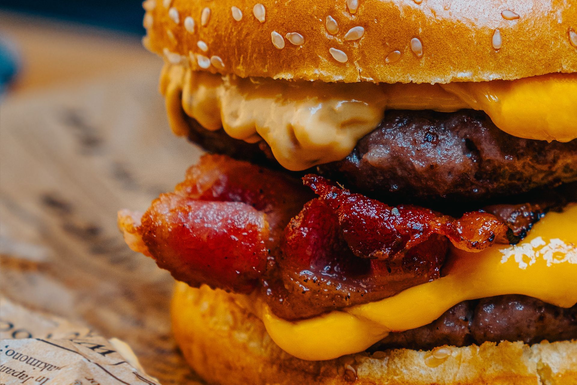 close up on the burger product photography for local business in warwickshire