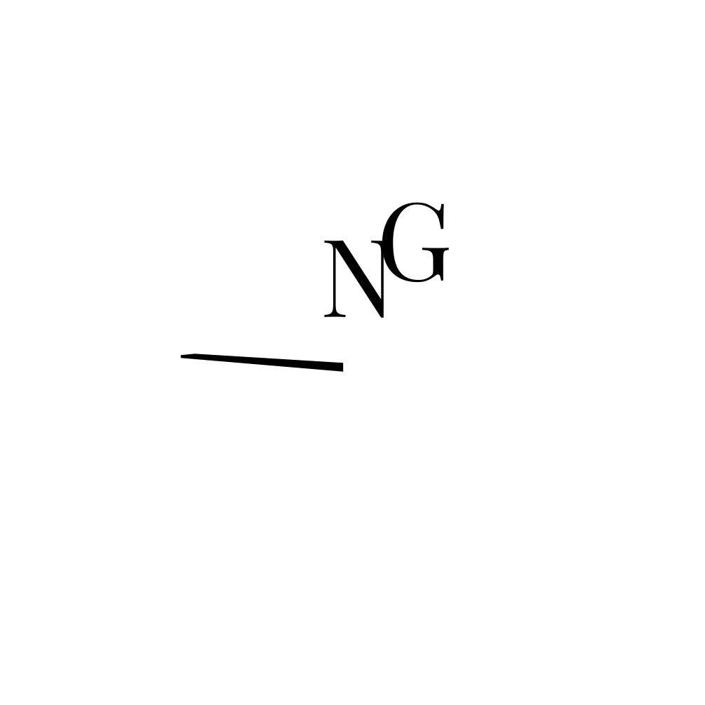 A black and white drawing of the letter n and g on a white background.