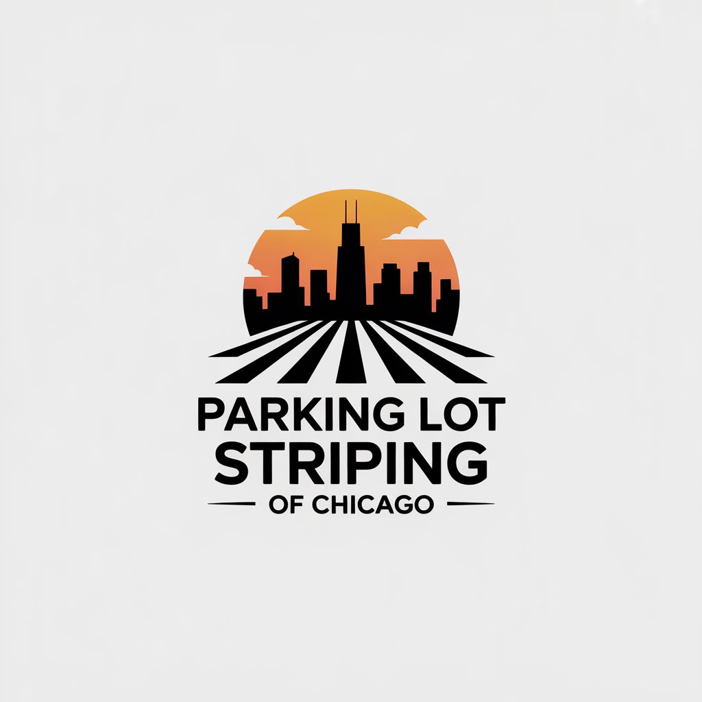 Parking Lot Striping of Chicago company logo with roadway and pavement marking design