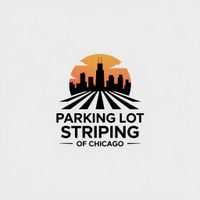 Parking Lot Striping of Chicago company logo with roadway and pavement marking design