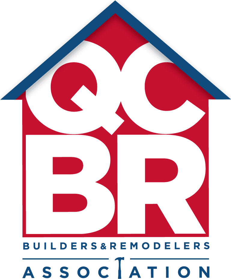 QCBR Builders & Remodelers logo in red, white, and blue with a house roof outline