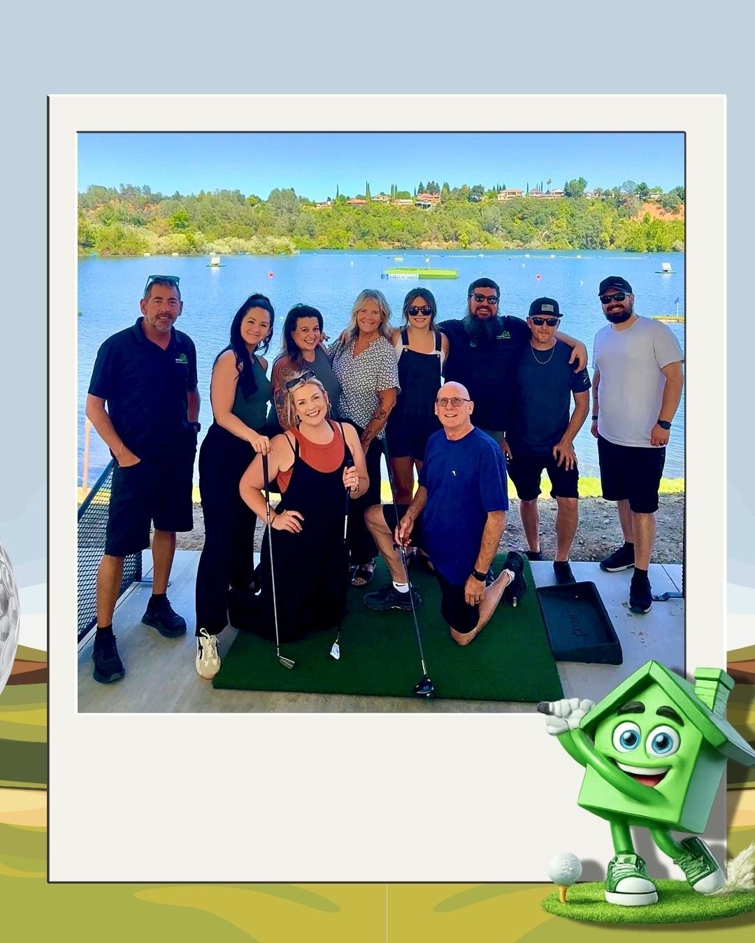 Authority Property Management team standing together outdoors by the water during a Redding team-building event.