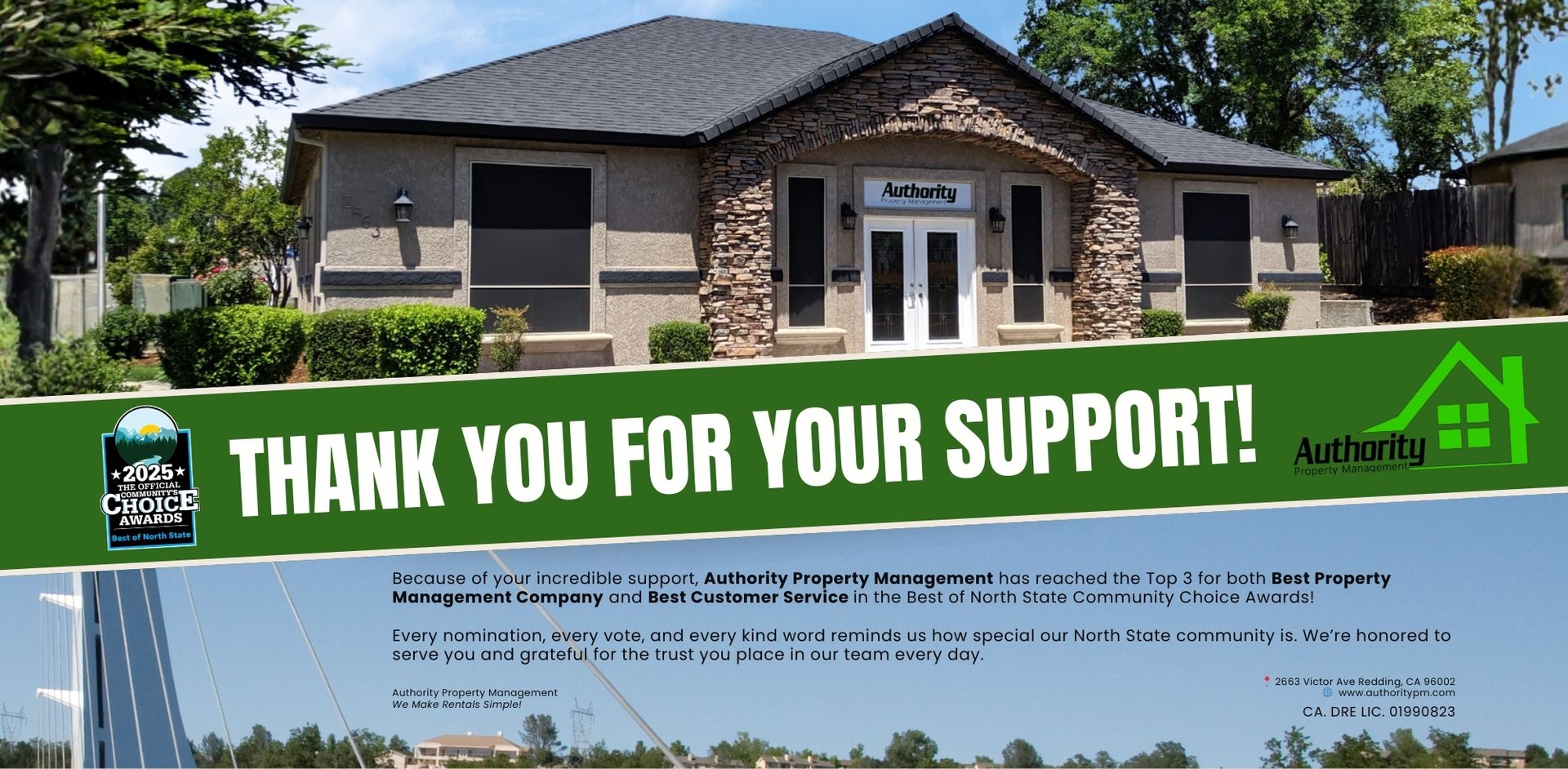 Best property management company in Redding CA 2025 award - Authority Property Management