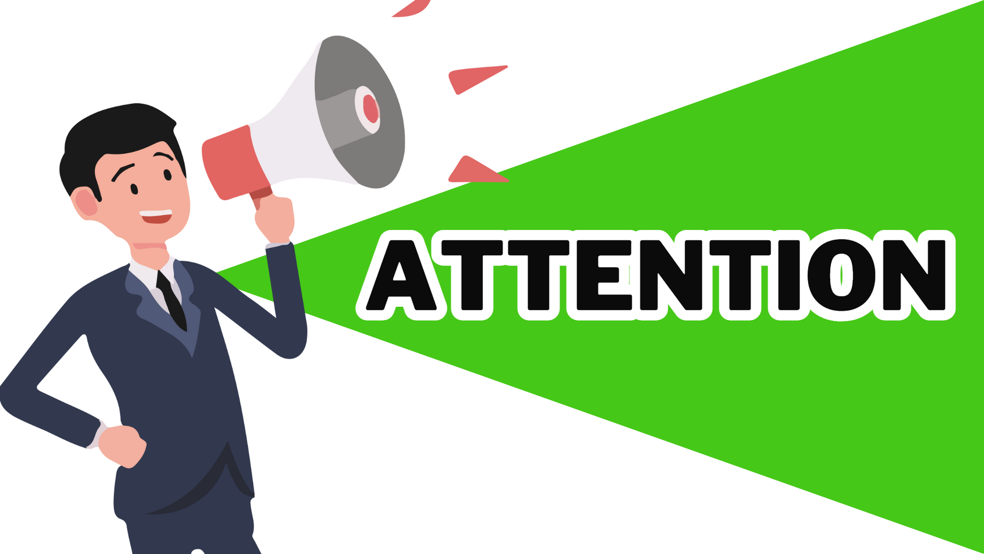 Man holding megaphone yelling Attention