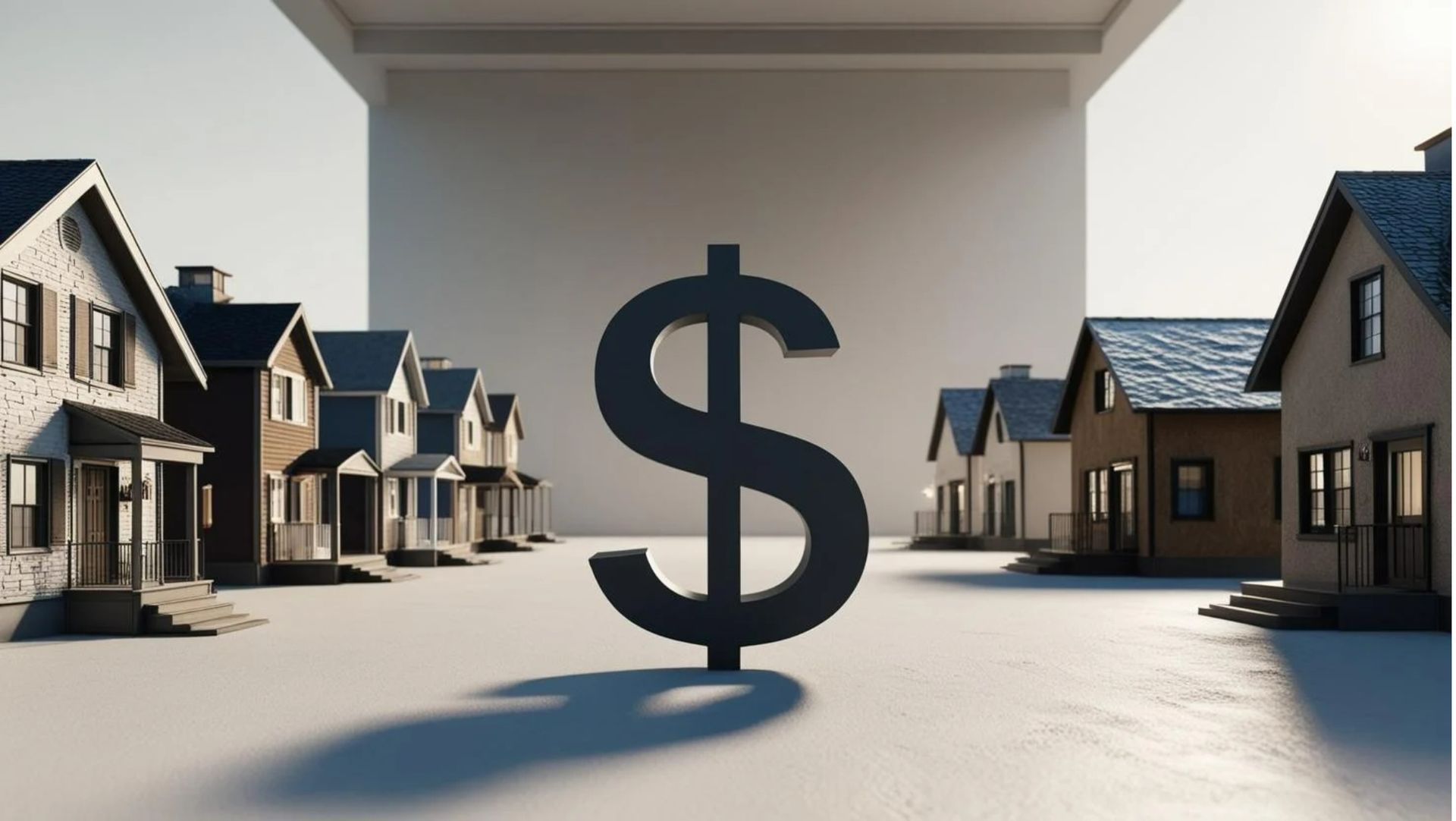 Dollar sign with model houses, symbolizing rental rates in Redding, CA real estate

