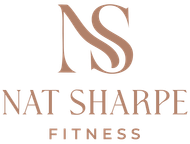 Nat Sharpe Fitness logo in rose gold with stylized NS monogram