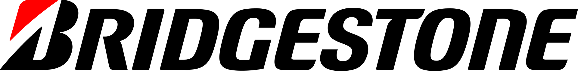 a black and red bridgestone logo on a white background