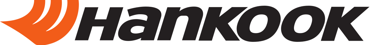 a black and orange hankook logo on a white background