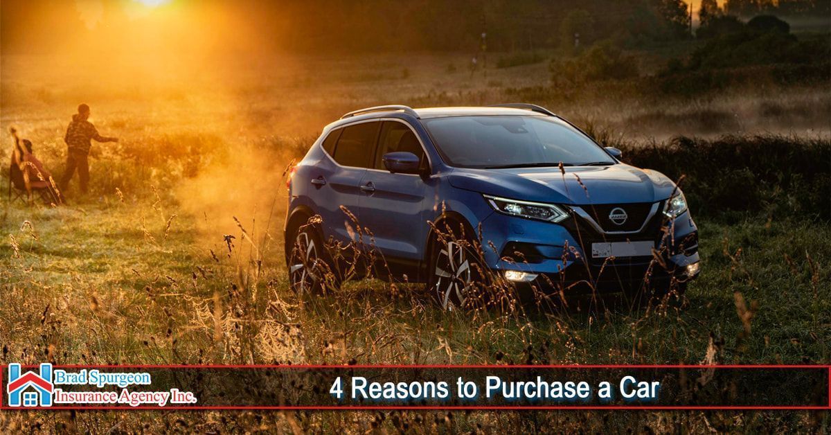 A blue Nissan SUV drives through a grassy field at sunse
