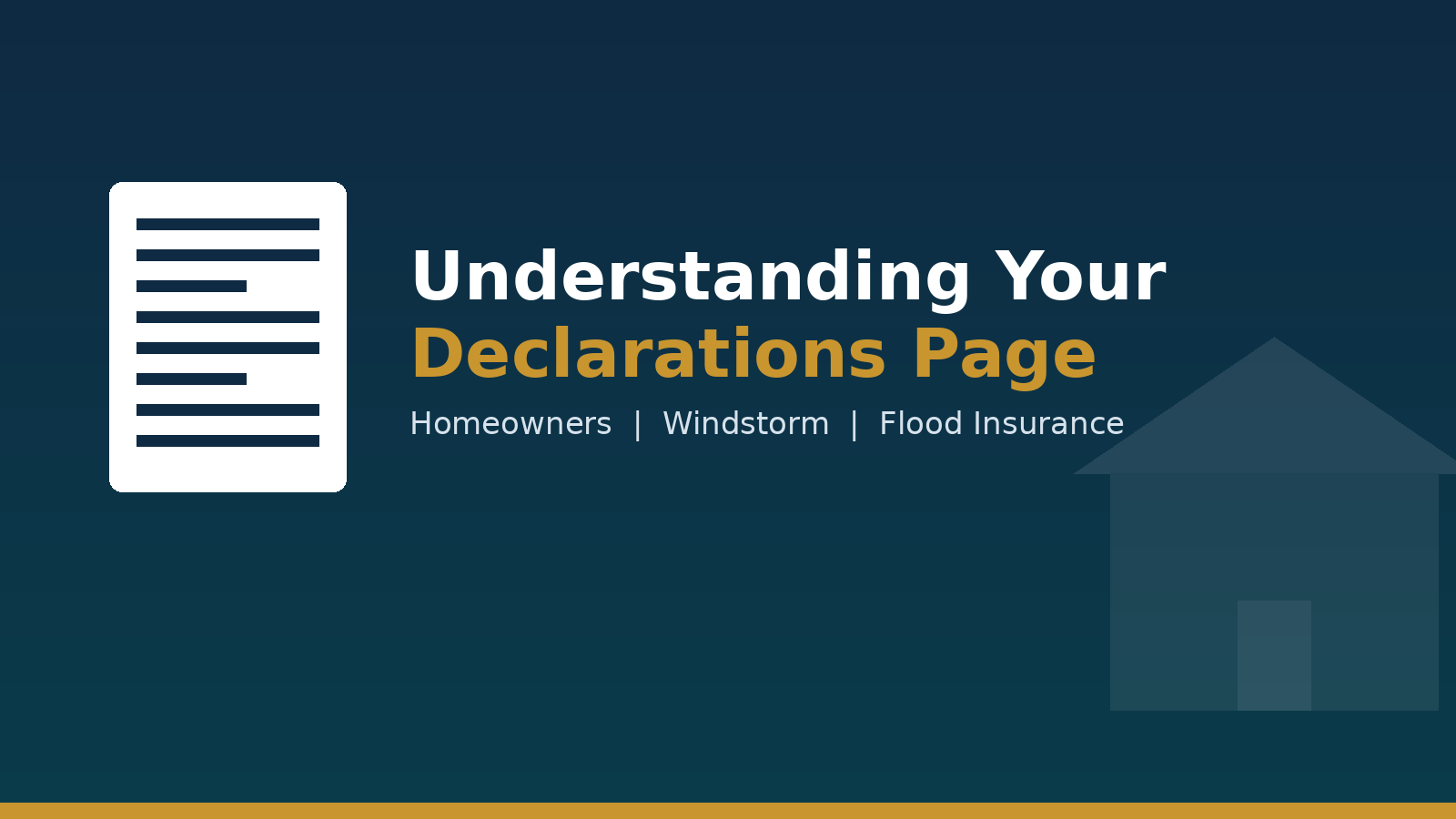 Slide titled “Understanding Your Declarations Page” with a document icon on a blue background.