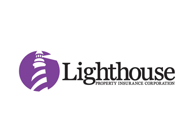 Lighthouse Property Insurance Corporation logo: purple lighthouse in circle, next to company name in black text.