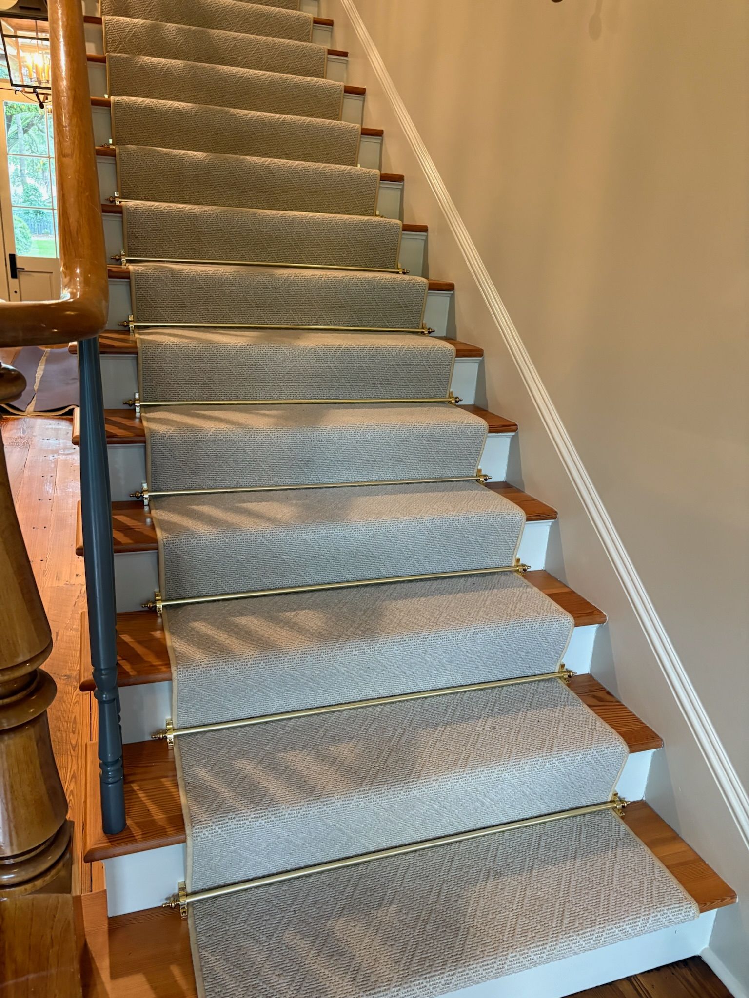 Stair Runner with stair rods.